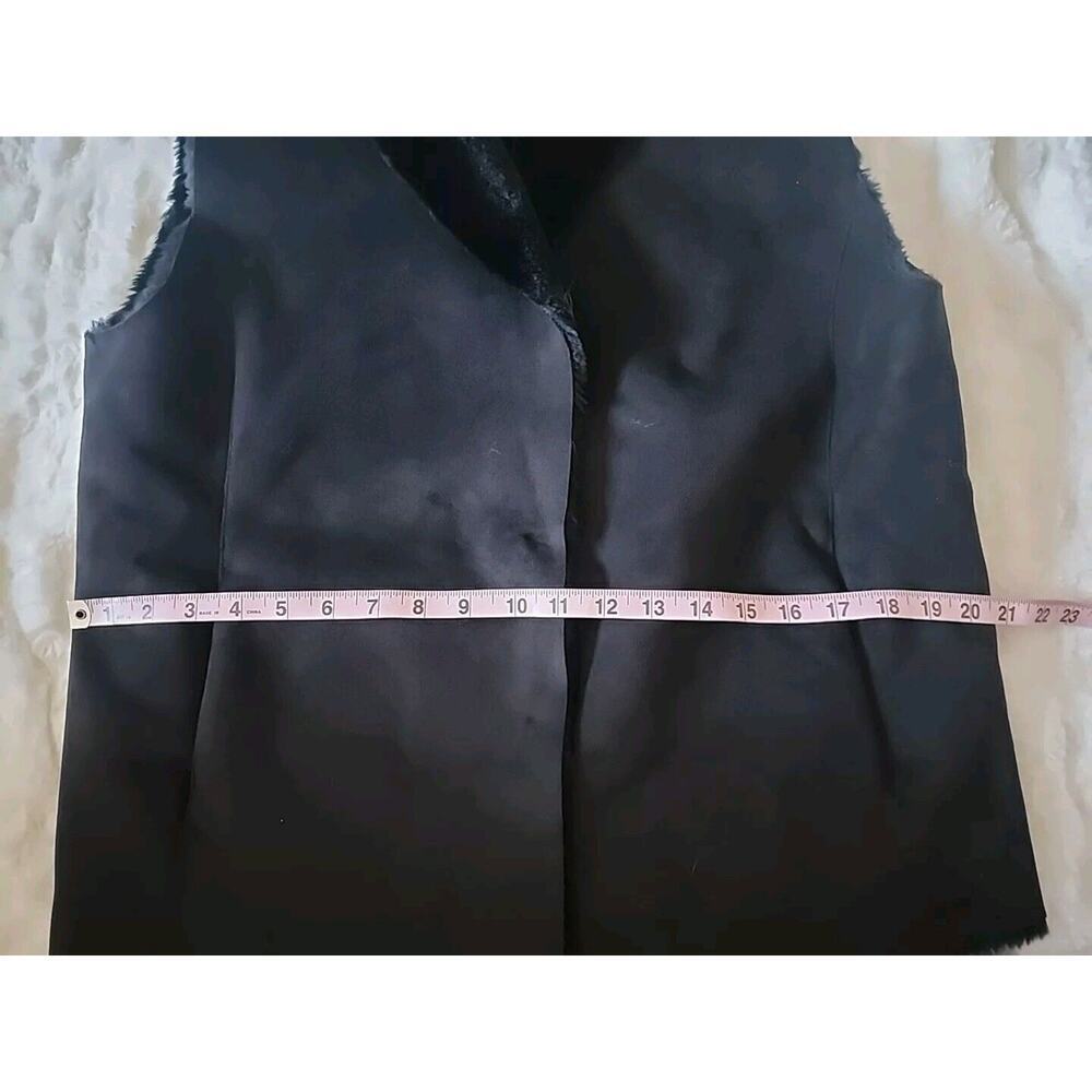 Lauren Ralph Lauren Suede Faux Fur Vest Black Large P Whimsigoth Luxury - Picture 9 of 9